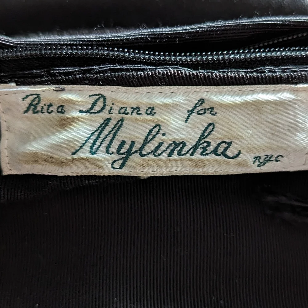 Vintage early 80's Rita Diana for Mylinka black leather clutch/shoulder bag - Picture 6 of 6